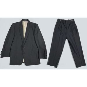 Chaps Ralph Lauren Black Tuxedo Jacket‎ 42L Pants 32x30 Satin Lapels & Stripes